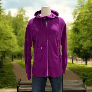 Champion Purple Full Zip Hoodie L Athletic Lightweight Activewear Gym Workout